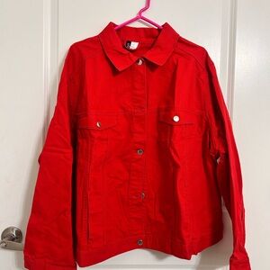 H&M Bold Red Jean Jacket